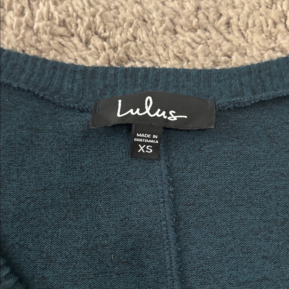 Lulu's Deep Teal Sweater Dress - Picture 2 of 4